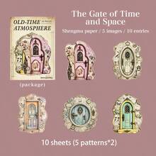 10 Sheets/Bag Sticker Pack Vintage Atmosphere Series Retro Distressed Collage Hard Card Stickers, Scrapbook Supplies Notebook Accessories, For Decorating Cards Photo Frames Computer Phone Case Water Bottle Magazine Stationery Box Luggage, Desktop Decoration Stickers - Sticker - View 13