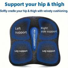 1pc Memory Foam Seat Cushion, Ergonomic Design With Center Groove, Suitable For Long-Term Sitting In Office, Home Or Car - Grey - View 6