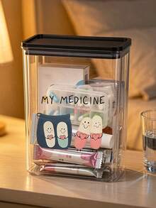 Medicinskåp med transparent mönster, min medicinväska-tryck, dammtät och fuktbeständig, förvaring av medicin och diverse artiklar, för hem och studentboende - Multifärgad - Visa 2