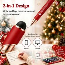 10pcs Merry Christmas Sign Ballpoint Pen Laser Engraved Merry Christmas Ballpoint Pen With Stylus Tip Metal Stylus Desk Additions Christmas Decorations For Home Office Shelf Table Desk Gift For Women - Multiple Styles - View 4