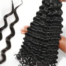 VALLBEST Crochet Human Hair Deep Wave 100% Human Hair High Quality Knotless Feather Extension 60g/Pack 16~26 Inch Full Invisiable Knot With String Pre Looped Crochet Human Hair Pre-Separated Invisible Miracle Knots Hair Extension Lightweight Reusable - Natural Black - View 4