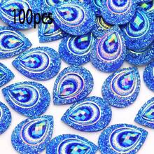 30pcs/Pack Large Teardrop Shaped Resin Peacock Tail Sequins, 18*25mm Eye-Shaped Resin Diamonds, AB Color Resin Crystals, Suitable For DIY Dance Costumes - Multicolor - View 24