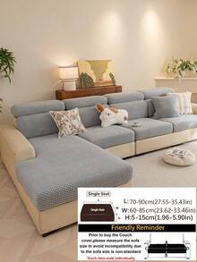 1pc Luxury Chenille Sofa Cushion Cover, Bubble Texture Neutral Color Sofa Cover, Soft And Comfortable Home Decor, Suitable For Living Room, Non-Slip Bottom, Pet-Friendly, Machine Washable, Fits 1/2/3/4 Seater Sofa - Light Grey - View 11