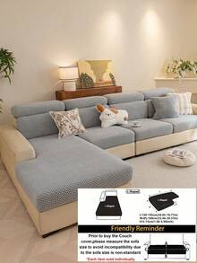 1pc Luxury Chenille Sofa Cushion Cover, Bubble Texture Neutral Color Sofa Cover, Soft And Comfortable Home Decor, Suitable For Living Room, Non-Slip Bottom, Pet-Friendly, Machine Washable, Fits 1/2/3/4 Seater Sofa - Light Grey - View 12