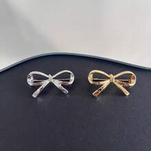 1/3pcs Multi-Color Metal Bow Brooch, Unique Design Niche Accessory, Anti-Exposure Buckle, V-Neck Pin, Versatile Party Holiday Christmas New Year Decoration Brooch - Gold - View 3