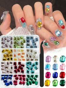 A Set Of Glass Nail Art Decorations And Accessories, Suitable For Multiple Application Scenarios Including Phone Case Decoration And Jewelry Making; Also Can Be Used For Decorating Clothing, Dresses, Brooches, Earrings, Etc. - Multicolor - View 9