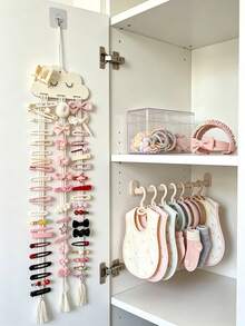 1pc Cute Cloud Woven Hair Clip Hook, Children's Hair Clip Storage Organizer, Bohemian Style Baby Room Wall Decor, Baby Room Hair Accessory Storage Rack - Multicolor - View 2