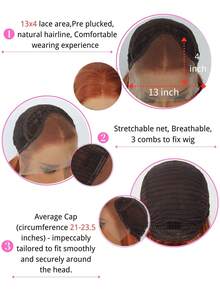 Pink And Ginger Orange Wavy Synthetic Lace Front Wig (13x4) – Pre-Plucked Hairline, HD Transparent Lace – Suitable For Daily Wear And Beginners – 24 Inches - Multicolor - View 9
