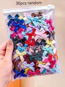 50/30/10pcs Colorful Satin Hair Clips Set, Small Ribbon Bow Crocodile Clips, Women's Hair Accessories - Multicolor - View 7