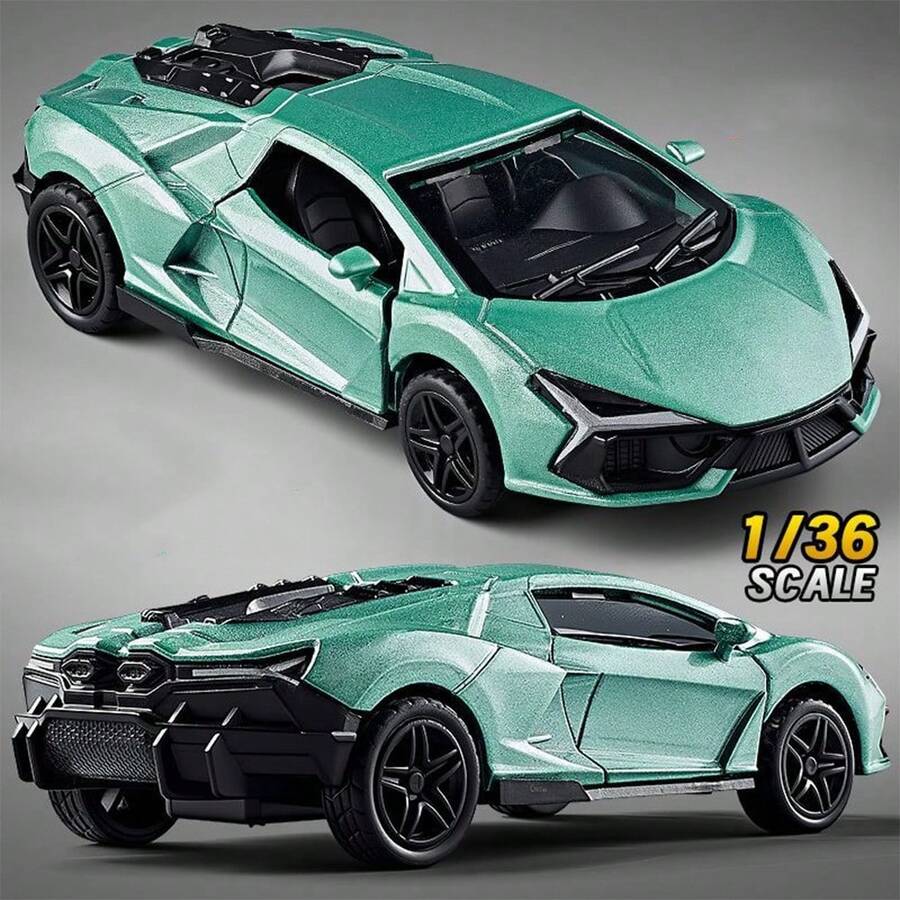 New Big Bull Sports Car Model, Realistic Supercar Model/Scissor Doors/Openable Hood/Interior Detail Treatment/Alloy Die-Cast Body, Suitable For Enthusiast Collection, Room Decor, Desk Decor Collection - Multicolor - View 1