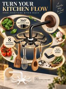 1pc 360° Rotating Kitchen Utensil Hook, Aluminum Material, Multi-Functional Kitchen Hook For Storing Spoons, Tongs And Other Kitchen Tools, Kitchen Storage, Utensil Storage, Christmas - Multicolor - View 7