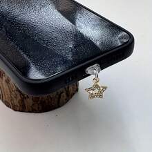 1pc Shiny Rhinestone Star Phone Dust Plug, Fashionable Plug, Design, Durable Protective Cover, Gift For Girls, Essential For Smartphone Users - Gold - View 1