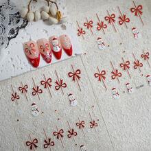 1 Sheet Christmas 3D Embossed Nail Stickers, Snowman Red Bow White Snowflake Self-Adhesive Nail Decals, Xmas DIY Manicure Decor - Multicolor - View 7