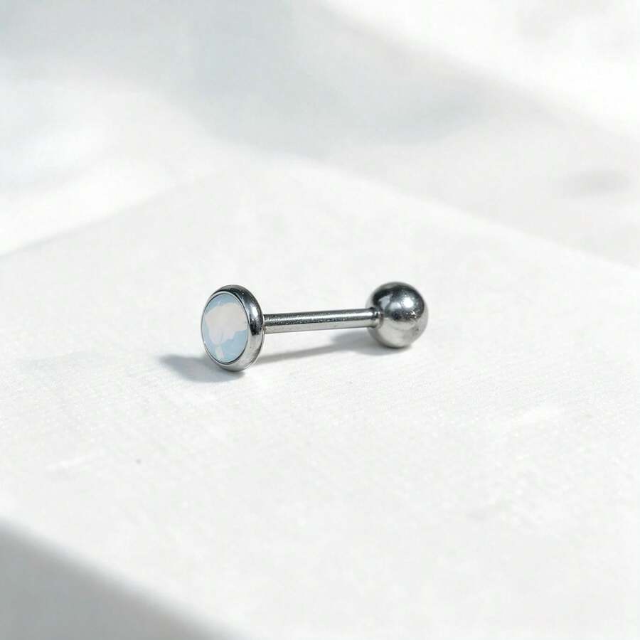Stylish And Comfortable Tongue Studs In Multiple Colors, Internal Thread, Niche Hot Girl Tongue Piercing Jewelry, Non-Fading, European And American Piercing Accessories, Suitable For Halloween, Christmas And Daily Wear - Off-white - View 1