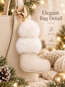 Autumn/Winter New Cute Fashion Personalized Pom Pom Christmas Sock Pendant Mini Boots Charm Fashion Versatile Keychain Designer Style Suitable For Girls Gift - Multicolor - View 11
