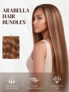 ARABELLA 1 Bundle 10A Honey Blonde Highlight Silky Straight Brazilian Human Hair Bundles 100% Unprocessed Virgin Human Hair Weave Extensions Thick & Soft Bundles - S4/27 - View 6