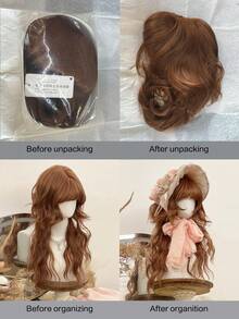 alicegarden 26-Inch Long Synthetic Wig Featuring A Natural Curly Hair Look A A Stunning Rust Brown. Designed With Bangs , This False Hairpiece Is Perfect For Ms Daily Party Cosplay Use, Offering A Natural And Natural Durable Wig Gift For Ladies. (No Accessories) - Rust Brown - View 8