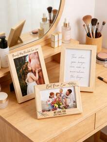 Personalized Date & Text Wedding Photo Frame, Custom Engagement Photo Frame Vertical And Horizontal Models Are Universal Engraved Family Picture Frame, Couples Photo Frame, Graduation Gift For Her - Multicolor - View 2