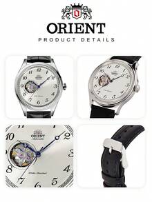 Orient Men's Automatic Mechanical Watch, Open Heart White Dial Leather Strap 30M Waterproof Wristwatch RA-AG0014S10B - White - View 10