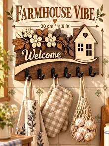 Wall-Mounted Key Rack With Multi-Layer Farmhouse Style Key Holder Hanging Key Rack Hanger For Wall For Bags Coats Umbrella Shelves For The Wall Home Kitchen Room Decor Bathroom University Kitchen Essentials Accessaries - Brown - View 5
