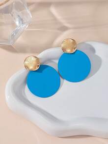 Vintage Gold Sun Pattern Earring Base Matte Green Oval Long Dangle Earrings Women's Vacation Style Exaggerated Earrings - Multicolor - View 9