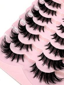 7 Pairs 3D Faux Mink One-Piece Dense False Eyelashes - Black - View 8