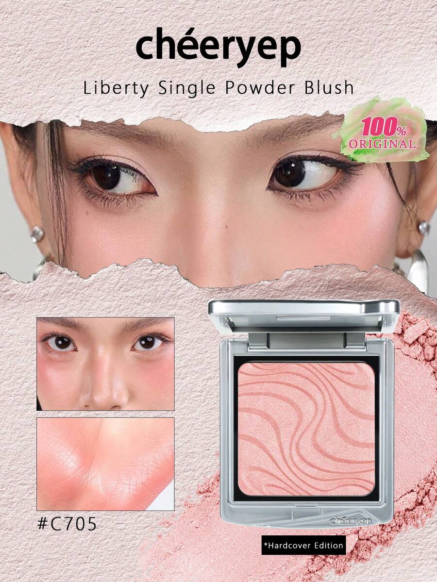 chéeryep Liberty Single Powder Blush C705, Refillable Magnetic System, Soft Matte & Shimmer Finishes, Smooth Blendable, Long-Lasting Not Fade, Lightweight, For Daily Use, GIFT - C705 - View 1