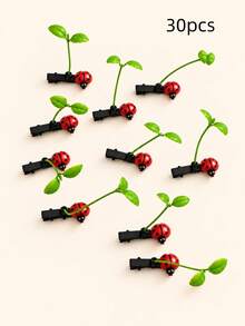 5/15/30pcs Seven-Star Ladybug Sprout Hair Clips, Cute Sprout Design, Fun Cartoon Plant Style, Suitable For Electronic Music Parties, Holiday Gatherings - Multicolor - View 8