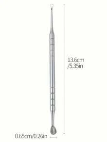 1pc Silver Stainless Steel Nail Art Round Head Angled Pusher Tool, Dual-End Round Pusher, Suitable For Nail Art Application And Removal, Professional Nail Artist Beauty Salon Use - Multicolor - View 5