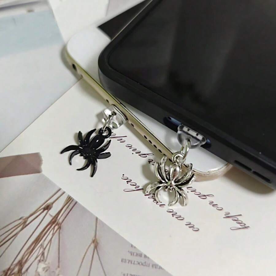 1pc Fashionable & Unique Spider Phone Dust Plug, Design, Durable Protective Cover - Multicolor - View 1