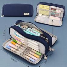Cross-Border Exclusive Japanese & Korean Style Macaron Color Unisex Transformable Large Capacity Upgraded Pencil Case Stationery Box New Pencil Pouch Stationery Bag Student Pencil Bag Storage Bag Minimalist Storage Pouch - 1pc Blue - View 1
