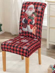 1/4/6pcs Digital Printed Elastic Chair Covers Removable Christmas Red Dining Chair Slipcovers Home Banquet Holiday Chair Seat Covers Stool Covers - Red - View 6