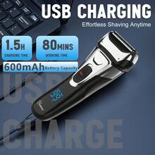 Hatteker 1pc Electric Shaver For Men, Portable Home Use USB Rechargeable Beard Trimmer, Dry & Wet Shaving Razor - Black - View 4