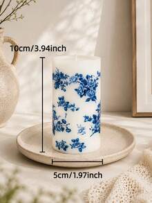 3/1pc White Cylindrical Blue Patterned Candles, Up To 3.93 Inches Long, Decorative Candle Set, Candle Ornaments, Suitable For Home Decor, Table Setting, Party, Dinner Banquet, Wedding Favors, Meditation And Relaxation - Multiple Styles - View 14