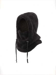 1pc Kids Plush Balaclava Hat, Adjustable Drawstring, Multiple Soft Colors Available, Winter Outdoor Warmth, Suitable For Skiing, School And Snow Play - Multicolor - View 11
