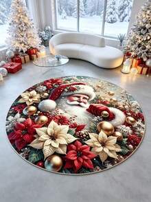1pc 3D Realistic Santa Claus Plush Carpet, Decorative Rug, Bedroom Decor, Small Rug, Carpet, Home Decor, Living Room Carpet, Living Room Small Rug, Bedroom Carpet, Living Room Home Decor - Multicolor - View 5