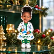 1pc Custom Kids Photo Career Christmas Ornament,Vet Chef Scientist Firefighter Astronaut Builder Custom Face Tree Decor,Holiday Keepsak,Christmas Gift - Cadet Blue - View 13