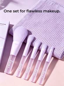 OEIEZ 5pcs Portable Makeup Brush Set, Multi-Functional Makeup Brushes With Exquisite Storage Box, Soft Bristles Suitable For Foundation, Blush, Nose Contour, Eyeshadow, Concealer, Perfect For Travel - Multicolor - View 4