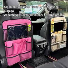1pc Car Storage Hanging Bag, Car Seat Back Storage Pouch, Simple Portable Large Capacity Organizer, Black/Khaki/Rose Red Multiple Colors Available - A - View 2