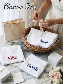 Personalized Embroidered Face Towel, Personalized Embroidered Face Cloth With Multi-Color Embroidered Name, Suitable For Pajama Party, Bathroom, SPA, Bridesmaid Gift, Wedding Gift, Love Gift, Party Favor, Hotel Customization, Soft And Absorbent Face Towel For Friends - Multicolor - View 9