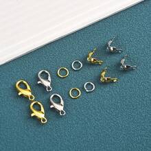 240pcs DIY Jewelry Findings Connector Set With 6-Compartment Box (Lobster Clasp, Jump Rings, Crimp Beads) Suitable For Jewelry Making, Bracelets, Necklaces, Anklets, Open Jump Rings, Beaded Connector, Bag Charms, Jewelry Accessories And Other Handmade Craft Materials - Lobster Clasp & Button & Jump Ring - View 1