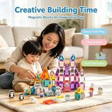Children's Portable Travel Metal Box Mini Magnetic Tiles Princess Ice Snow Space Building Blocks Educational Toy - Multicolor - View 2
