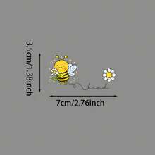 Vinyl Rearview Mirror Decals Feature Cute Cartoon Bee Designs With Floral And Butterfly Patterns. These Glossy Stickers Are Perfect For Decorating Cars, Laptops, And Bottles - L - View 3