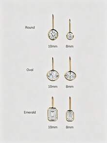 3 Pairs CZ Dangle Earrings Set 14K Gold Plated Copper Inlaid Cubic Zirconia Drop Earrings Minimalist Everyday Jewelry For Women - Multicolor - View 5