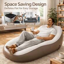 Sillón ergonómico extra ancho con soporte de cabecera elevado, colchón inflable multiusos para interiores y exteriores, sofá cama inflable para jardín, playa, siesta, viajes y temporada escolar - Mueble inflable portátil - A - Ver 6