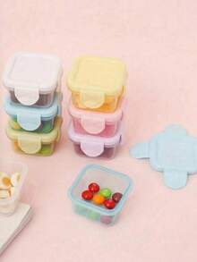 1/2/3/4/5/6/9pcs Mini Food Storage Containers, Transparent Mini Containers With Lids, Sealed Food Storage Boxes, Kitchen Lunch Boxes And Refrigerator Sealed Containers, Multi-Functional Seasoning Boxes, Kitchen Supplies And School Supplies, Back To School Essentials - Multicolor - View 1