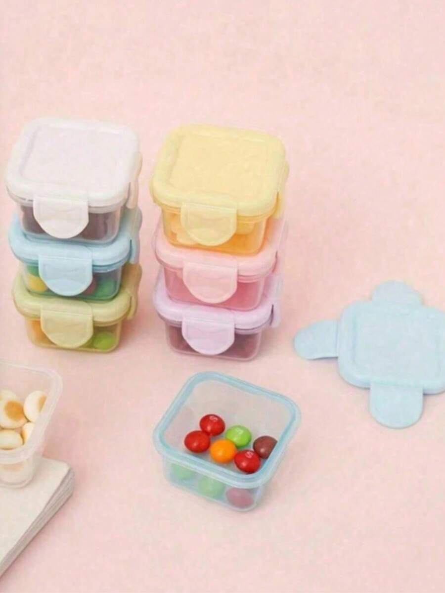 1/2/3/4/5/6/9pcs Mini Food Storage Containers, Transparent Mini Containers With Lids, Sealed Food Storage Boxes, Kitchen Lunch Boxes And Refrigerator Sealed Containers, Multi-Functional Seasoning Boxes, Kitchen Supplies And School Supplies, Back To School Essentials - Multicolor - View 1
