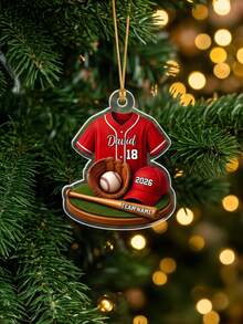 1 buah Ornamen Baseball dengan Teks Personalisasi, Ornamen Natal Pemain Baseball 2026, Ornamen Pohon Baseball, Hadiah Baseball, Ornamen Jersey Nama Tim - MultiWarna - View 11
