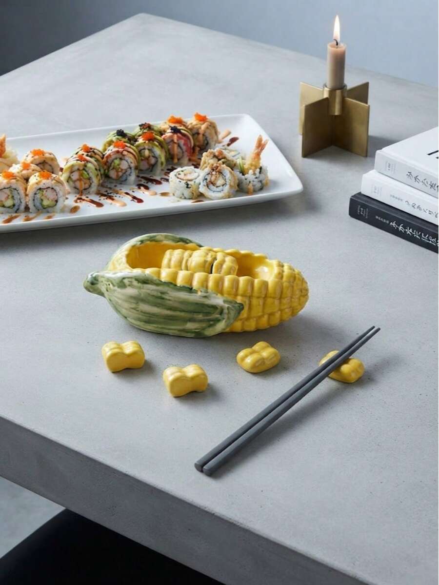 Creative Ceramic Corn Kernel Chopstick Holder, Exquisite Waterproof And Easy To Clean, Suitable As Desktop Decoration, Thanksgiving Or Harvest Festival Gift - Multicolor - View 1