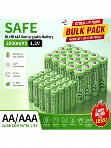 1.2V-2000mAh AAA & AA High Capacity Rechargeable Batteries, USB Dedicated Charger With Short Circuit Protection (Charger Only Suitable For Charging These Batteries) - Multicolor - View 2